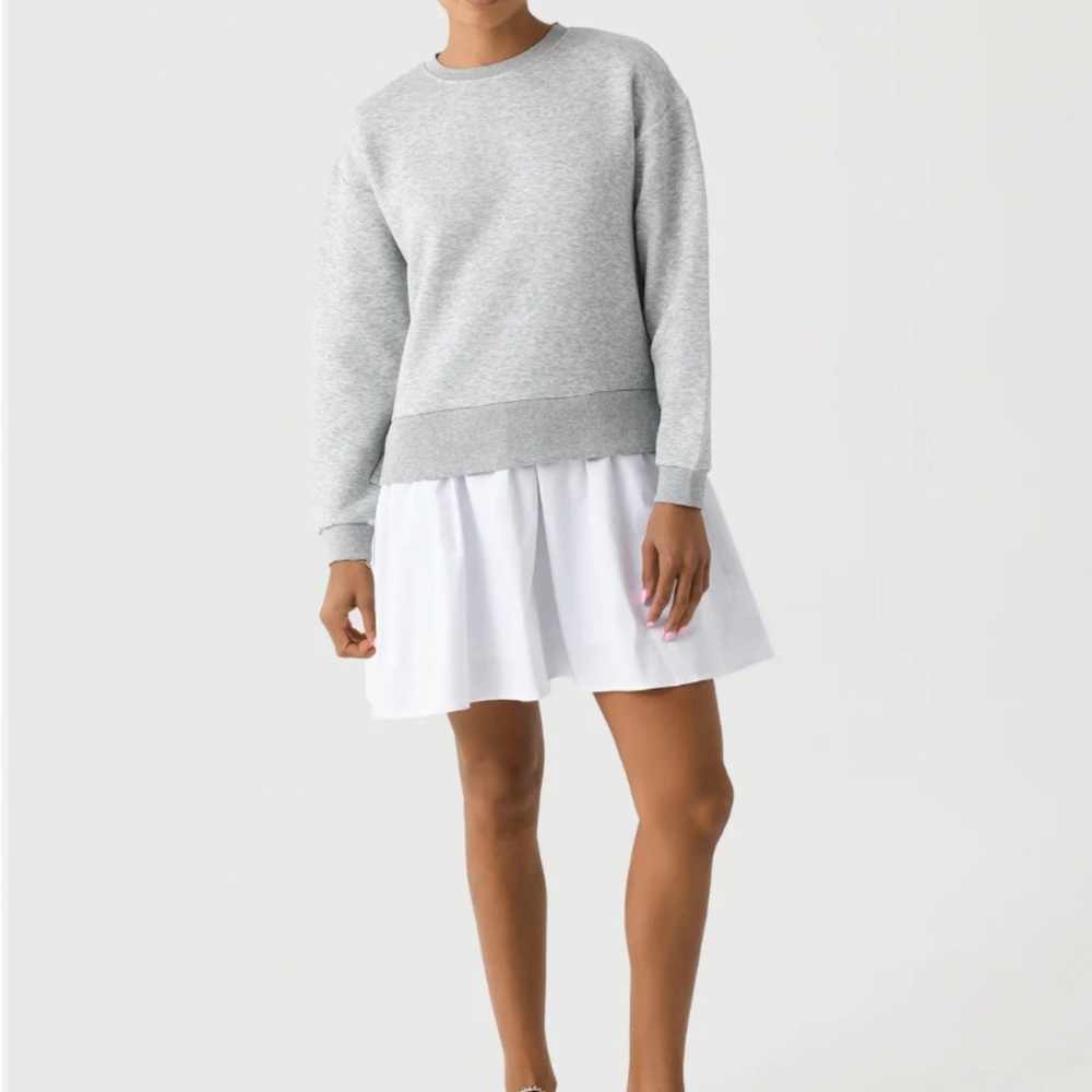 Addison Bay Harper Gray Sweatshirt with White Skirt dress
